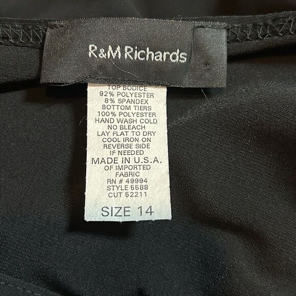R&M Richards Women's 14 Black Dress with Bow and Rhinestone Detail - Picture 3 of 3